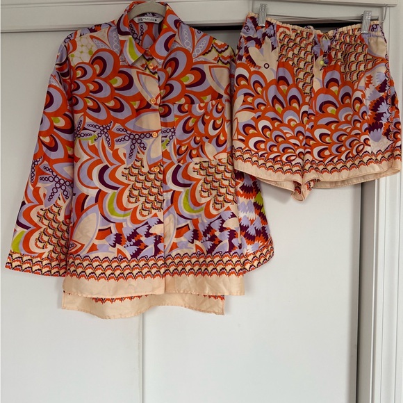 Zara Other - Colorful Patterned Shirt and Shorts Set